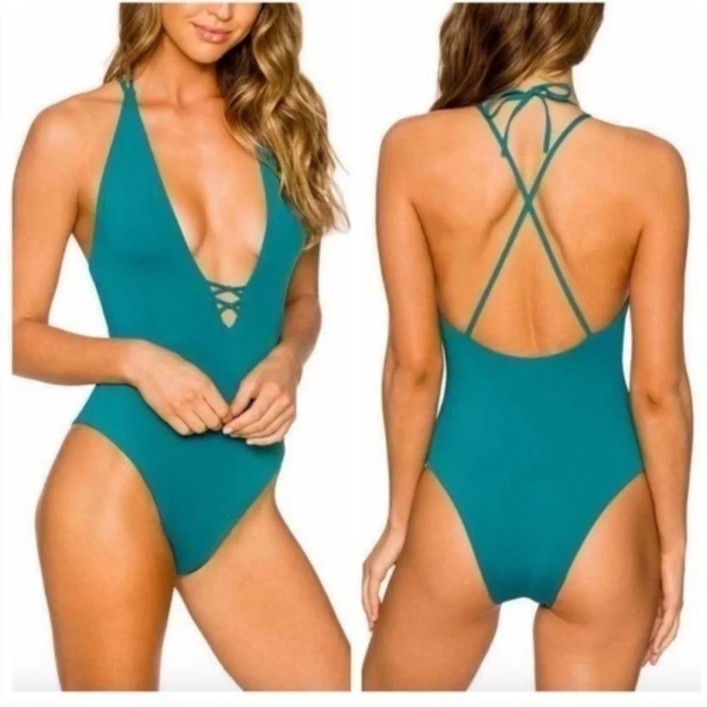 B. Swim Lush Plunge Space One Piece Swimsuit Size L